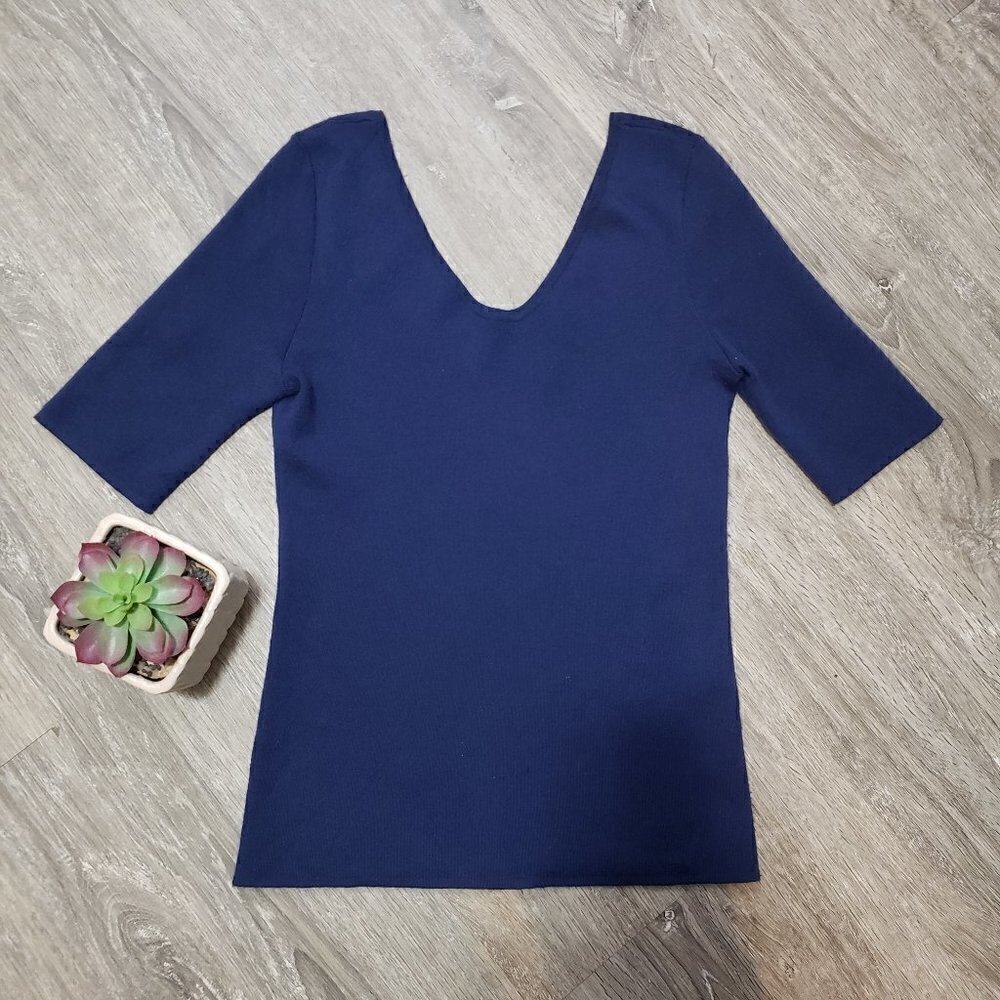 Michael Kors * Navy Cashmere V-Neck Sweater * Sz M